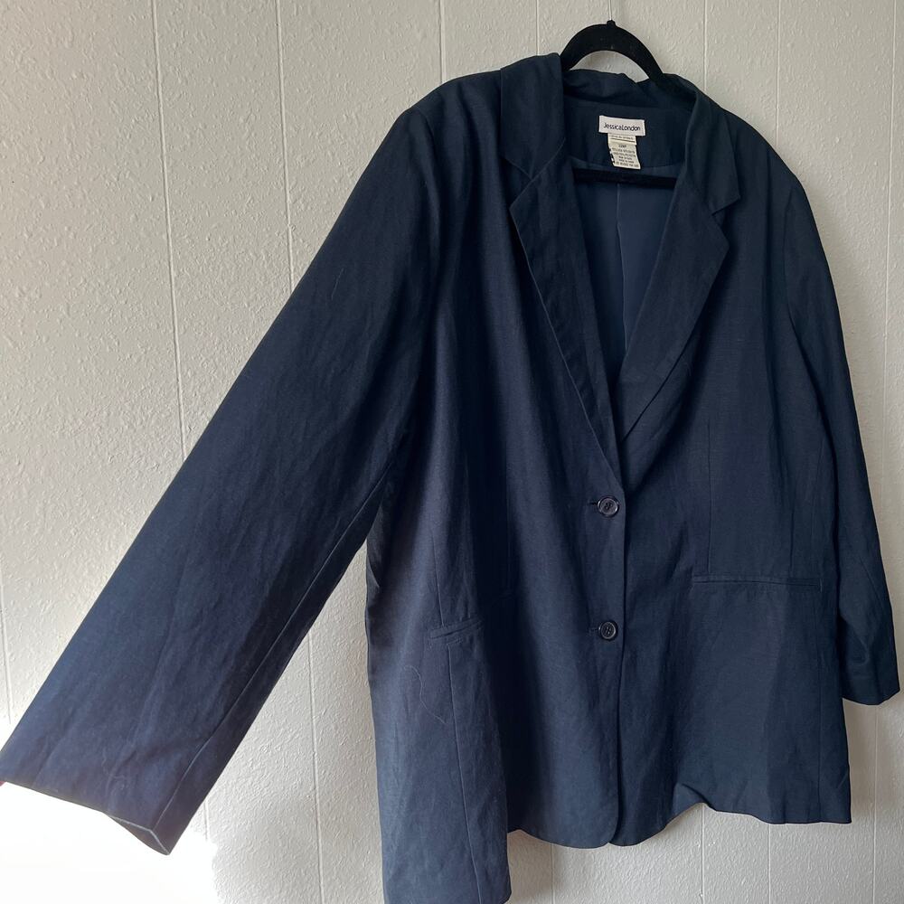 Jessica London Linen Blend Vtg Blazer Jacket Womens 22P Business Casual Formal - Picture 5 of 11
